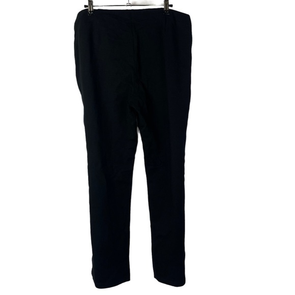 Eileen Fisher Black Crepe Straight Leg Pull On Pants L - Picture 3 of 5